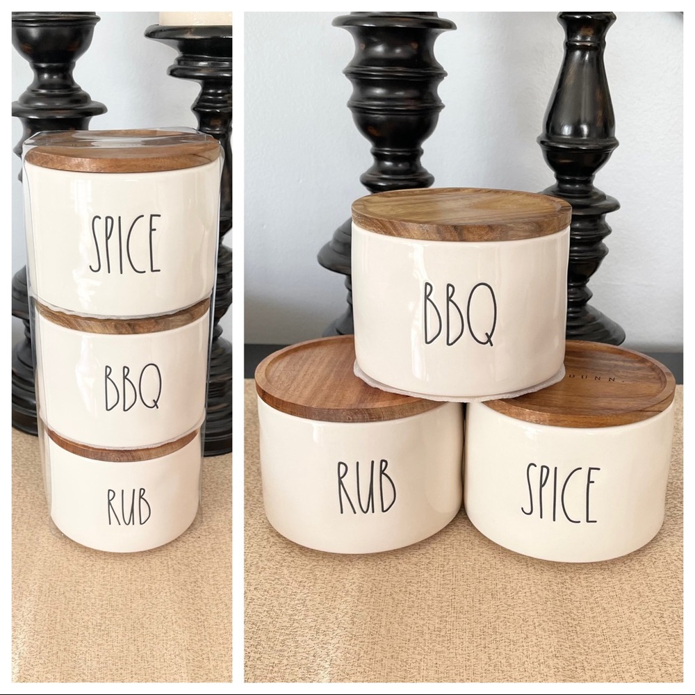 NWT Rae Dunn SPICE, BBQ, RUB Stackable Ceramic Jars - Picture 1 of 4